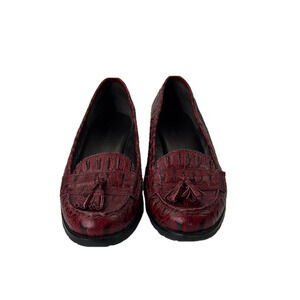 Talbots Women's Elegant Red Leather Loafer Shoes